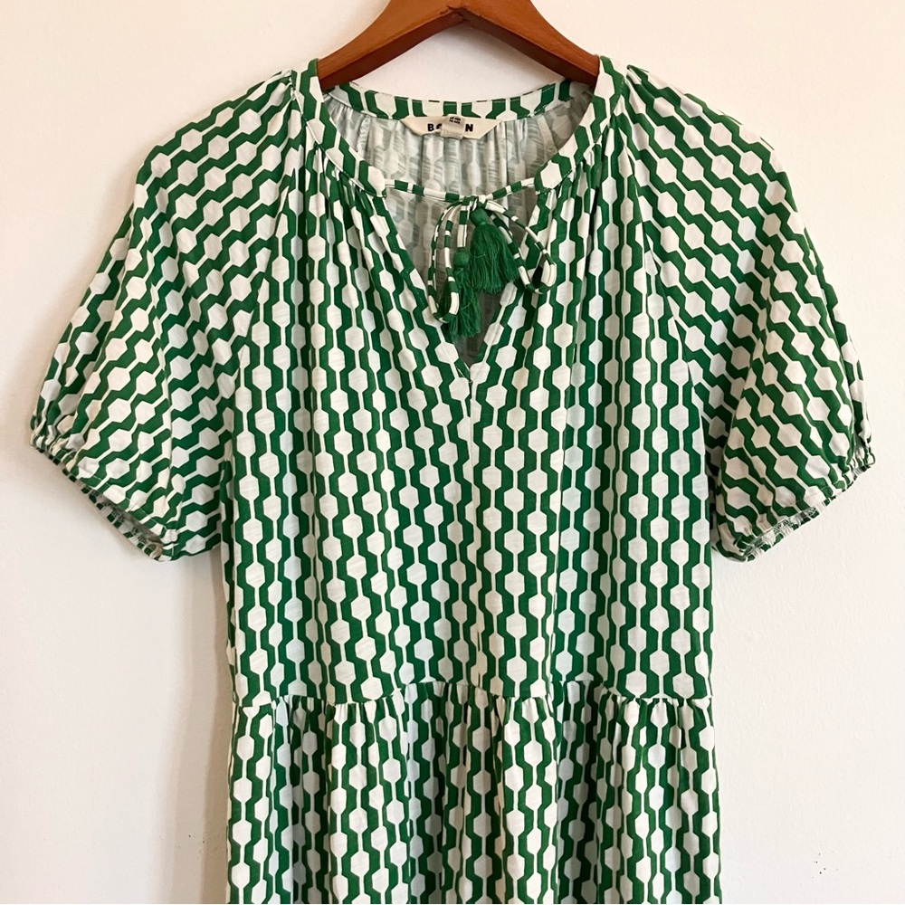 Boden Green Geometric Print Short-Sleeve Dress - Picture 4 of 12